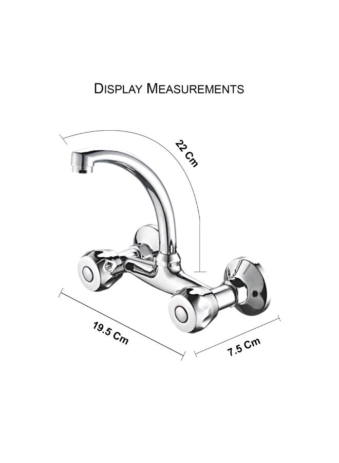 MODI Wall Mounted Sink Mixer Faucet – Hot & Cold Water Switch, Aerated No Splash Stream, Stainless Steel Kitchen & Bathroom Tap - Image 2