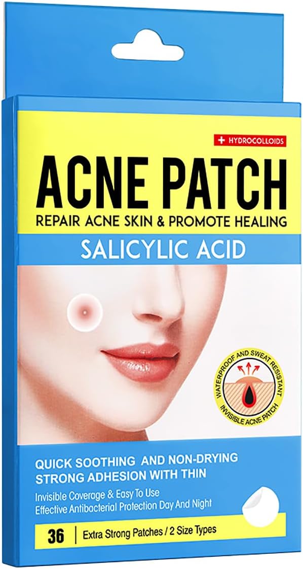 36 Pcs Salicylic Acid Acne Patch Hides Facial Pimples Hydrocolloid Patches Not Tested on Animals