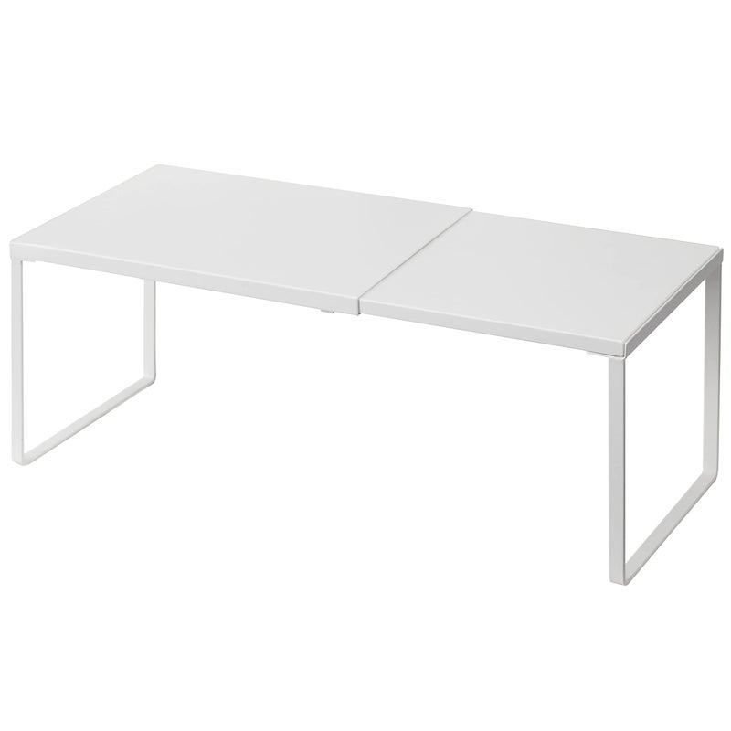 Nxconsu Cabinet Shelf Expandable Organizer Riser Rack for Kitchen Pantry Cupboard Under Sink Countertop Home Organization Extra Storage Space Saver Heavy Duty Metal Edgeless Design White