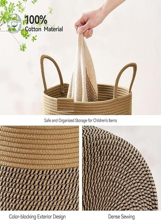 RUGSZONE Sleepy Laundry Hamper Basket,Baby Nursery Woven Storage Basket for Toys Bin,Pillows,Blankets,) ((Dark&Brown), (size,12 x 15 inch)) - Image 5
