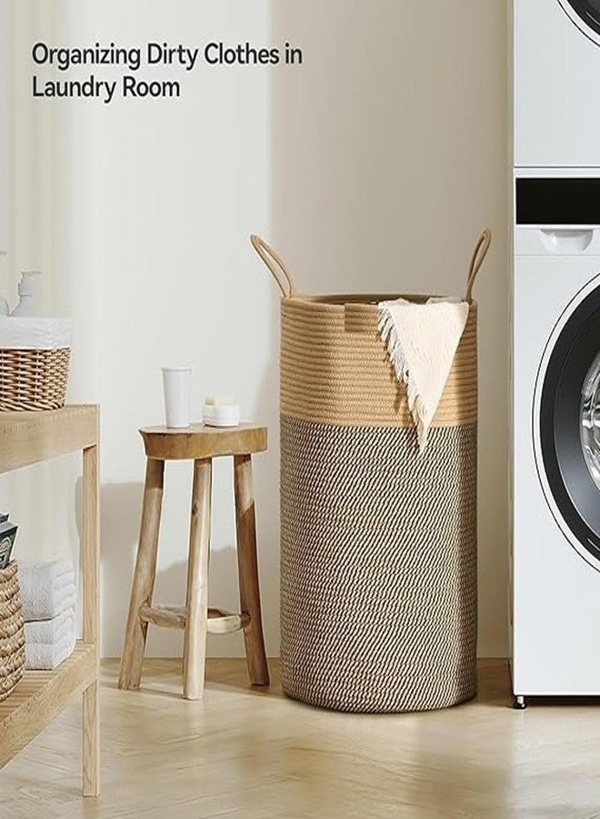 RUGSZONE Sleepy Laundry Hamper Basket,Baby Nursery Woven Storage Basket for Toys Bin,Pillows,Blankets,) ((Dark&Brown), (size,12 x 15 inch)) - Image 4