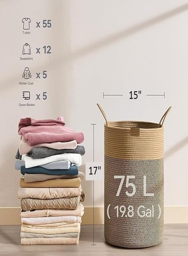 RUGSZONE Sleepy Laundry Hamper Basket,Baby Nursery Woven Storage Basket for Toys Bin,Pillows,Blankets,) ((Dark&Brown), (size,12 x 15 inch)) - Image 3