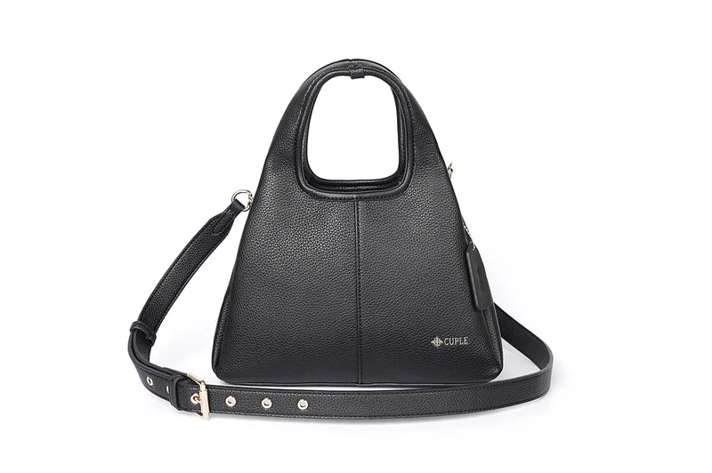 Cuple Single top handle trapezoidal shape faux leather handbag