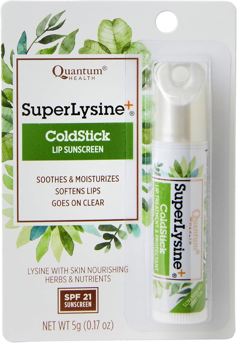 Quantum Health SuperLysine+ ColdStick Lip Sunscreen with SPF 21 - Soothes, Moisturizes, and Protects Lips - 0.17 Ounce - Image 1