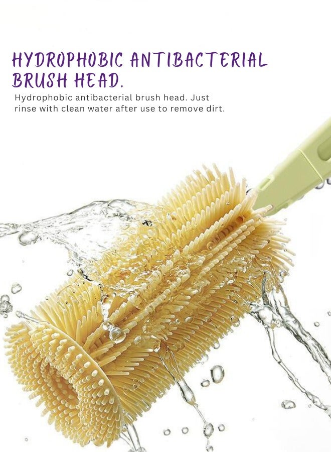 turtees Bottle Brush Set - Baby Bottle Cleaner Kit with Silicone Brush, Nipple Brush, Straw Brush, Soap Dispenser, Drying Rack - 7 in 1 Bottle Cleaning Tool for Home and Travel - Image 2