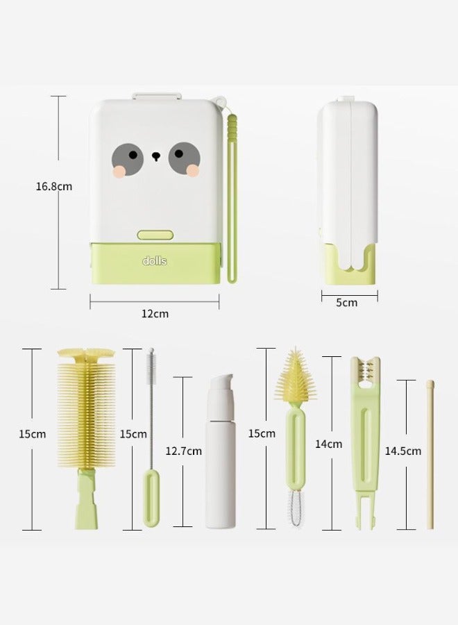 turtees Bottle Brush Set - Baby Bottle Cleaner Kit with Silicone Brush, Nipple Brush, Straw Brush, Soap Dispenser, Drying Rack - 7 in 1 Bottle Cleaning Tool for Home and Travel - Image 5