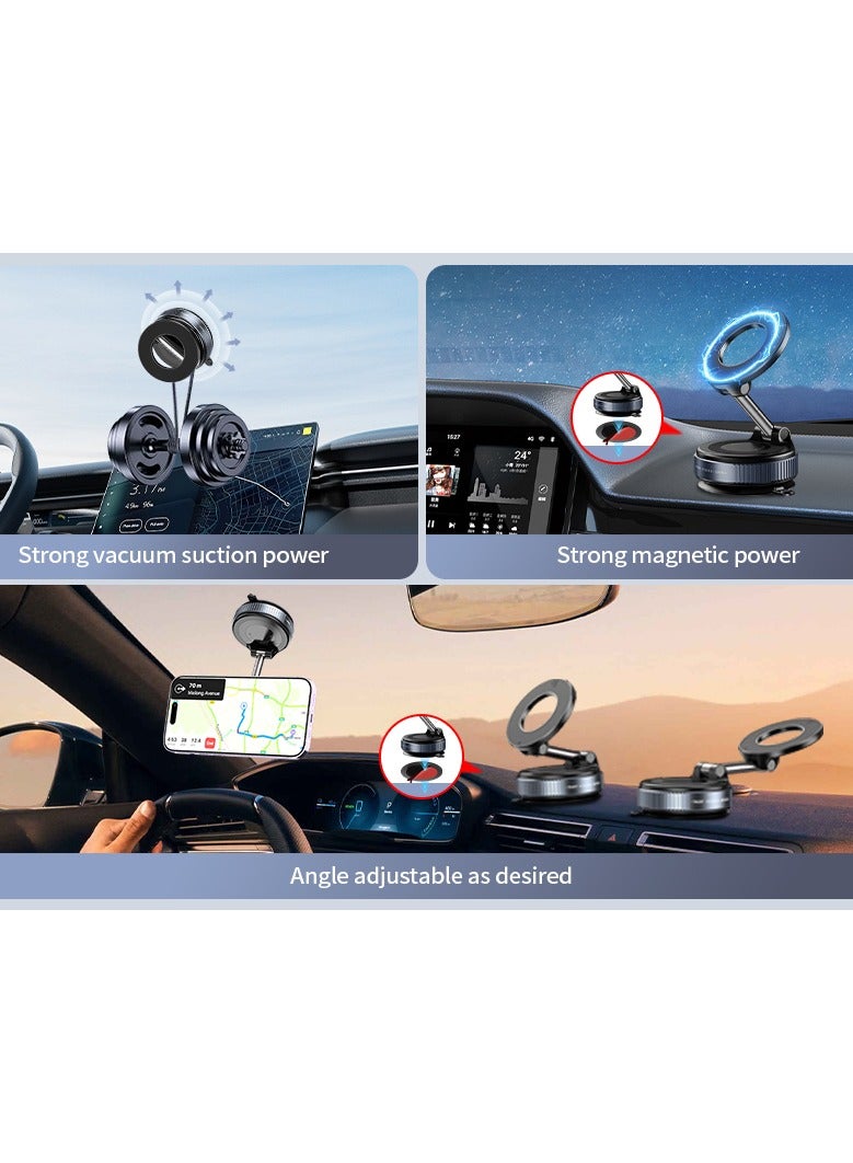اليشمك حامل هاتف مغناطيسي مفرغ من الهواء، حامل شفط يدور 360 درجة، سهل التقاط صور سيلفي ومقاطع فيديو، متوافق مع أجهزة iPhone وAndroid، حامل هاتف مغناطيسي للسيارة قابل للتعديل بدون استخدام اليدين، مناسب للسيارة والمطبخ والمرآة والصالة الرياضية والأسطح الملساء الأخرى - Image 2