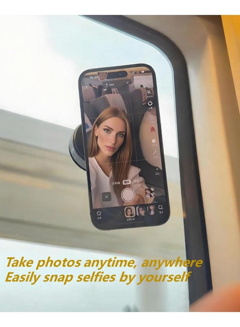 اليشمك حامل هاتف مغناطيسي مفرغ من الهواء، حامل شفط يدور 360 درجة، سهل التقاط صور سيلفي ومقاطع فيديو، متوافق مع أجهزة iPhone وAndroid، حامل هاتف مغناطيسي للسيارة قابل للتعديل بدون استخدام اليدين، مناسب للسيارة والمطبخ والمرآة والصالة الرياضية والأسطح الملساء الأخرى - Image 5