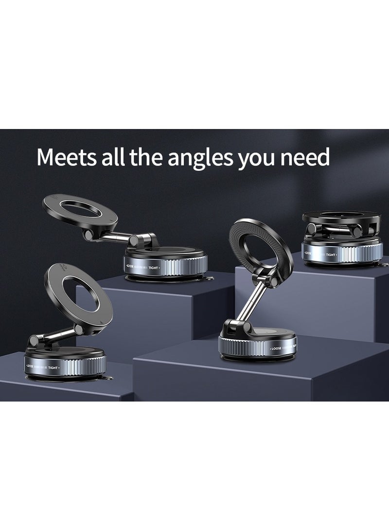 اليشمك حامل هاتف مغناطيسي مفرغ من الهواء، حامل شفط يدور 360 درجة، سهل التقاط صور سيلفي ومقاطع فيديو، متوافق مع أجهزة iPhone وAndroid، حامل هاتف مغناطيسي للسيارة قابل للتعديل بدون استخدام اليدين، مناسب للسيارة والمطبخ والمرآة والصالة الرياضية والأسطح الملساء الأخرى - Image 4