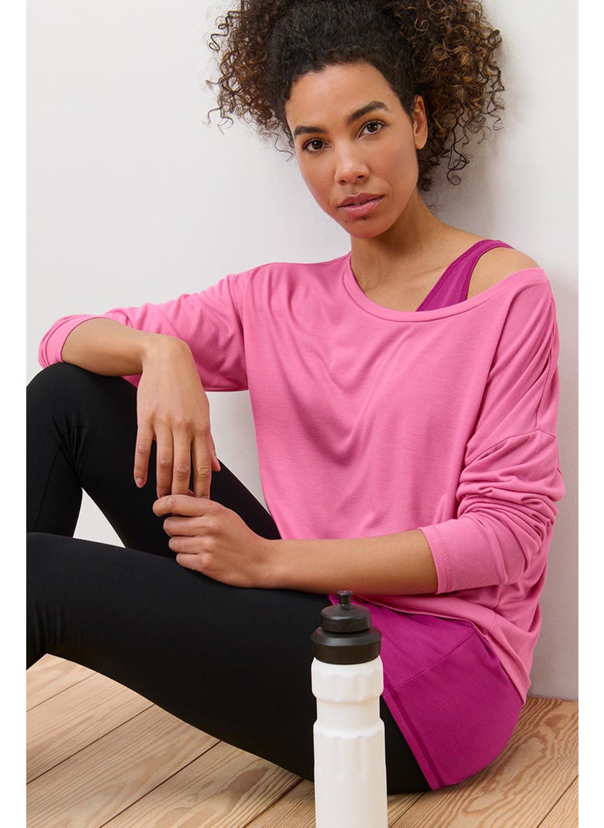 Tchibo Women 2 In 1 Sportswear Fit 3/4 Sleeves Top, Fuchsia  - Image 1