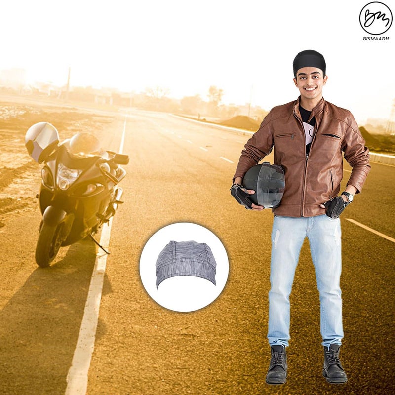 BISMAADH Stretch Lycra 4way Patka/Skull Cap Bandana - Cycling, Riding, Fashionable Helmet Liner Head Cap for Men & Women - Image 4
