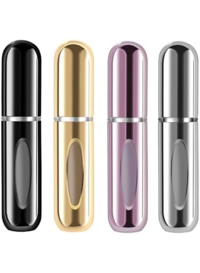 طقم بخاخ عطر قابل لإعادة التعبئة (4 قطع)، عبوة عطر سفر محكمة ضد التسريب مع قمع، حجم جيب صغير للنساء والرجال، ألوان متنوعة - Image 1