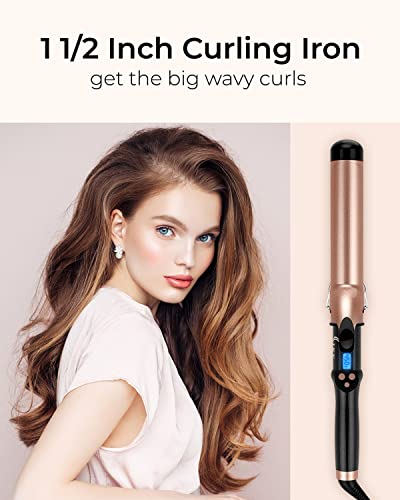 IKV 1 1/2 inch Extra Long Barrel Curling Iron, 1.5 Inch Large Barrel for Long Hair Ceramic Tourmaline - Image 2