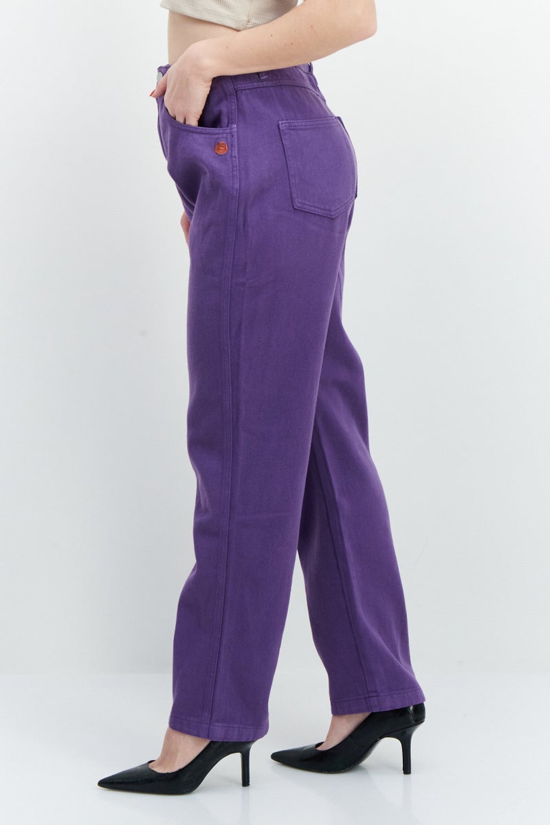 Misfit Women regular Fit Non-Stretchable Plain Denim, Purple - Image 3