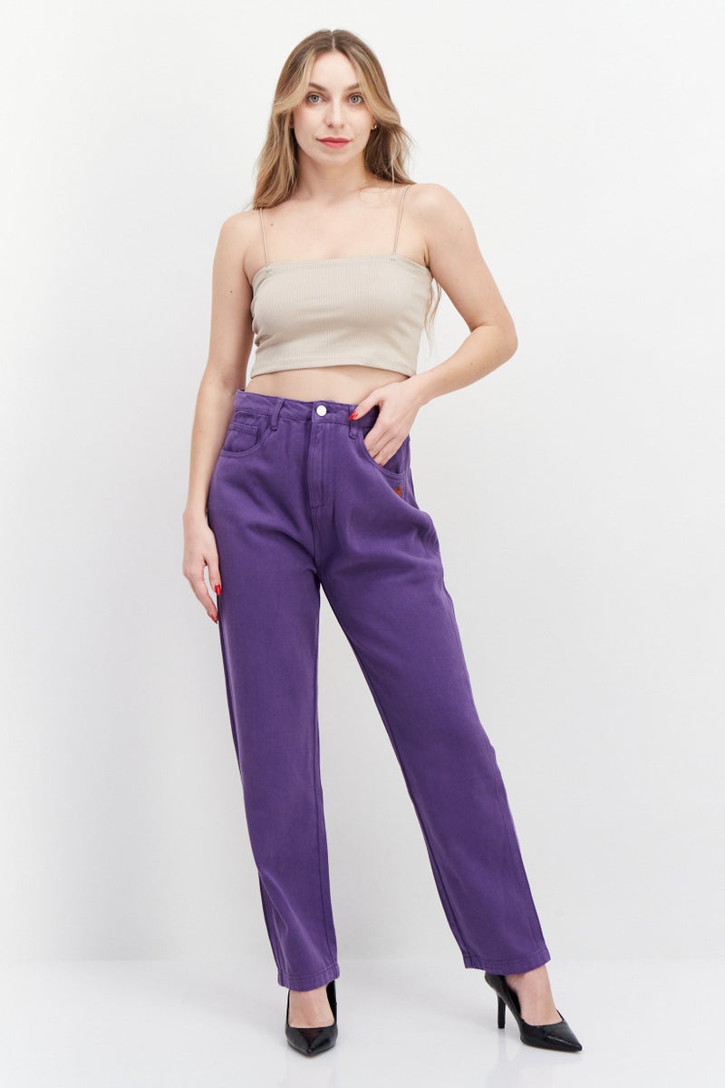 Misfit Women regular Fit Non-Stretchable Plain Denim, Purple - Image 4