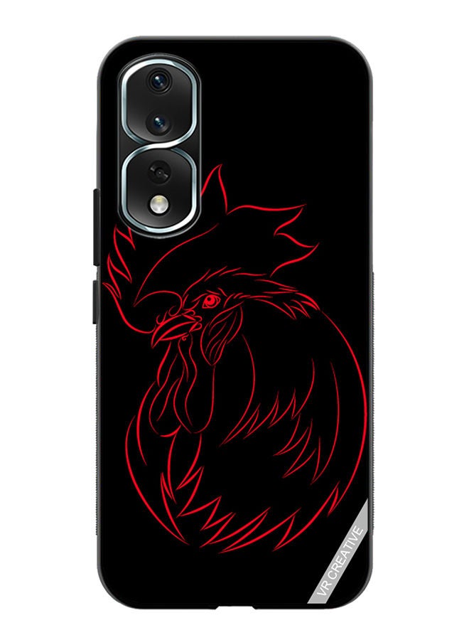 VR CREATIVE Protective Case Cover For Honor 80 Pro Cooster Red Sketch On A Black Design Multicolour - Image 1