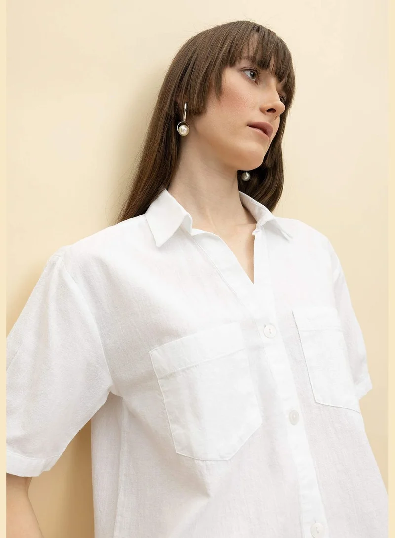 DeFacto Boxy Fit Shirt Collar Short Sleeve Shirt
