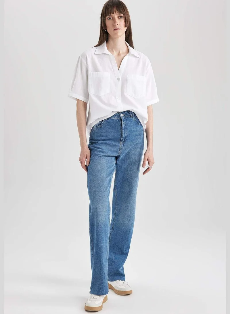 DeFacto Boxy Fit Shirt Collar Short Sleeve Shirt