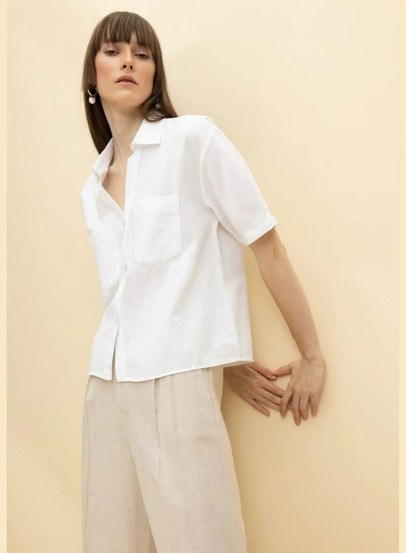 DeFacto Boxy Fit Shirt Collar Short Sleeve Shirt