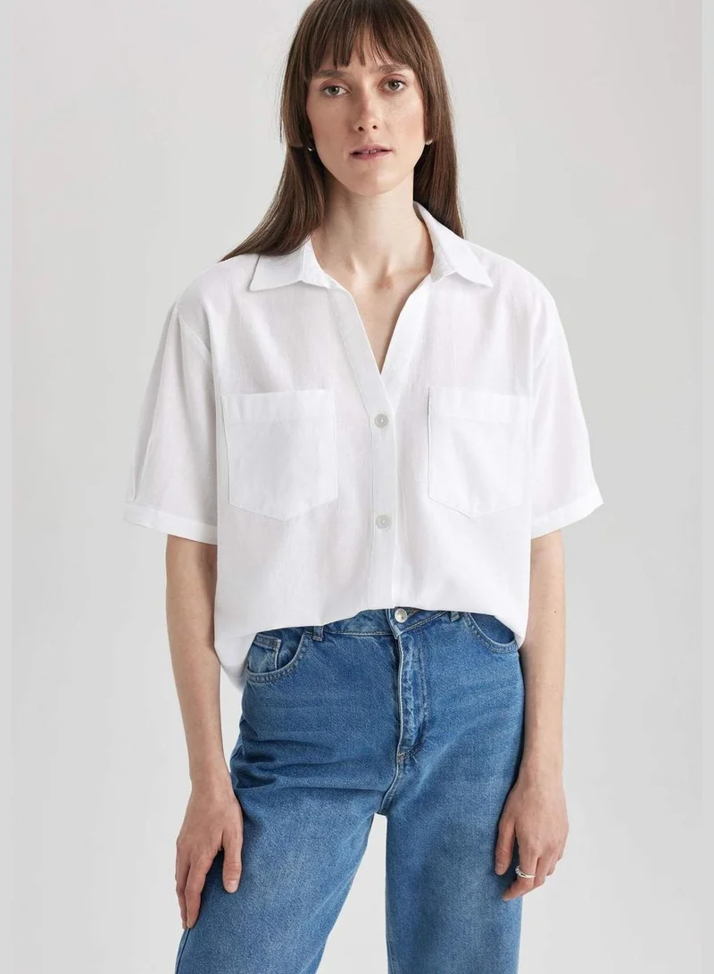 DeFacto Boxy Fit Shirt Collar Short Sleeve Shirt