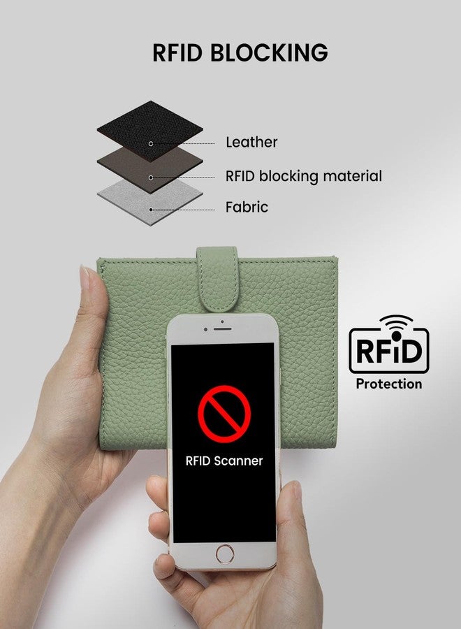 Karmiir RFID Passport Holder Travel Wallet for Women, Leather Passport Cover Wallet with Card Holders SIM Slots,Zippered Coins Pocket and Cash Slot Slim Compact Travel Wallet, Light Green, Fashion and - Image 4