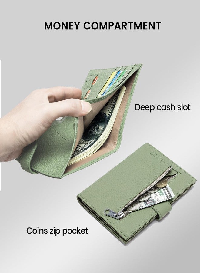 Karmiir RFID Passport Holder Travel Wallet for Women, Leather Passport Cover Wallet with Card Holders SIM Slots,Zippered Coins Pocket and Cash Slot Slim Compact Travel Wallet, Light Green, Fashion and - Image 3