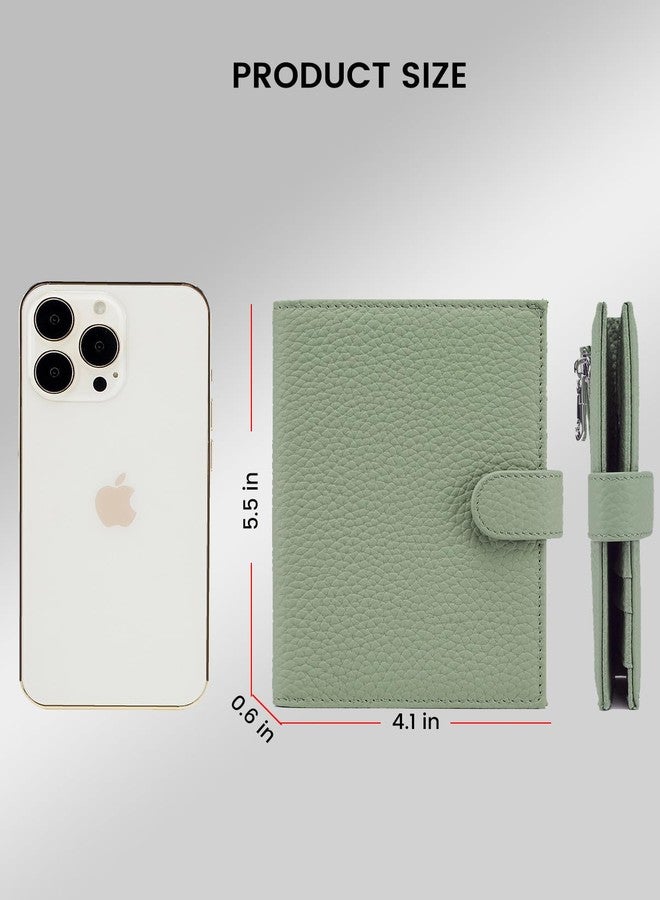 Karmiir RFID Passport Holder Travel Wallet for Women, Leather Passport Cover Wallet with Card Holders SIM Slots,Zippered Coins Pocket and Cash Slot Slim Compact Travel Wallet, Light Green, Fashion and - Image 5