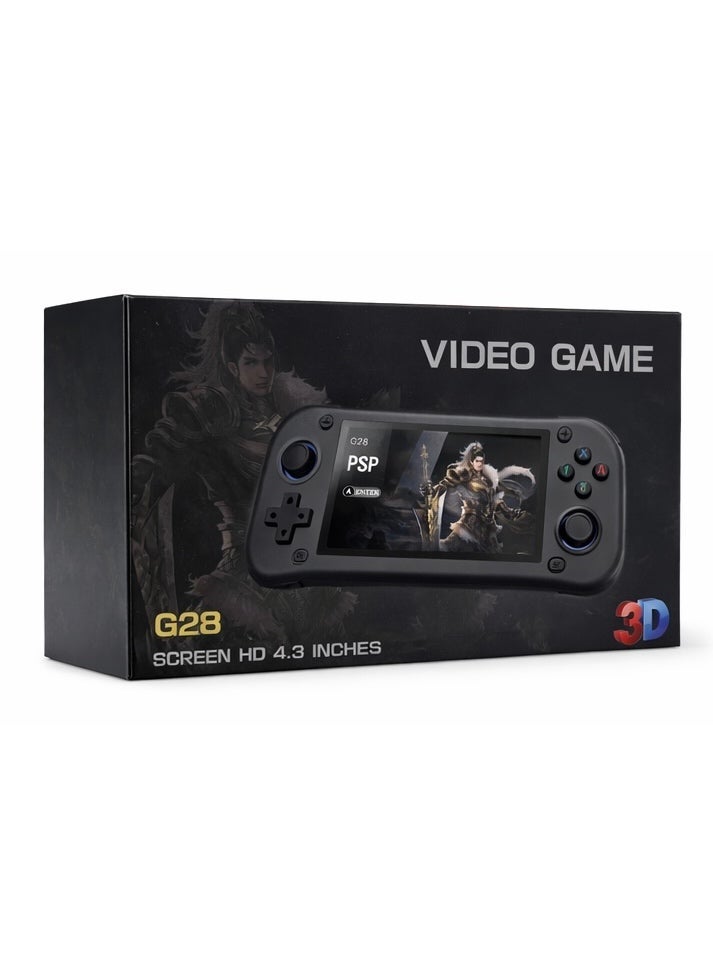 G28 4.3” HD Handheld Game Console – Dual Analog Joystick – 2000mAh Rechargeable Battery – Retro Portable Gaming Player – Black - Image 2