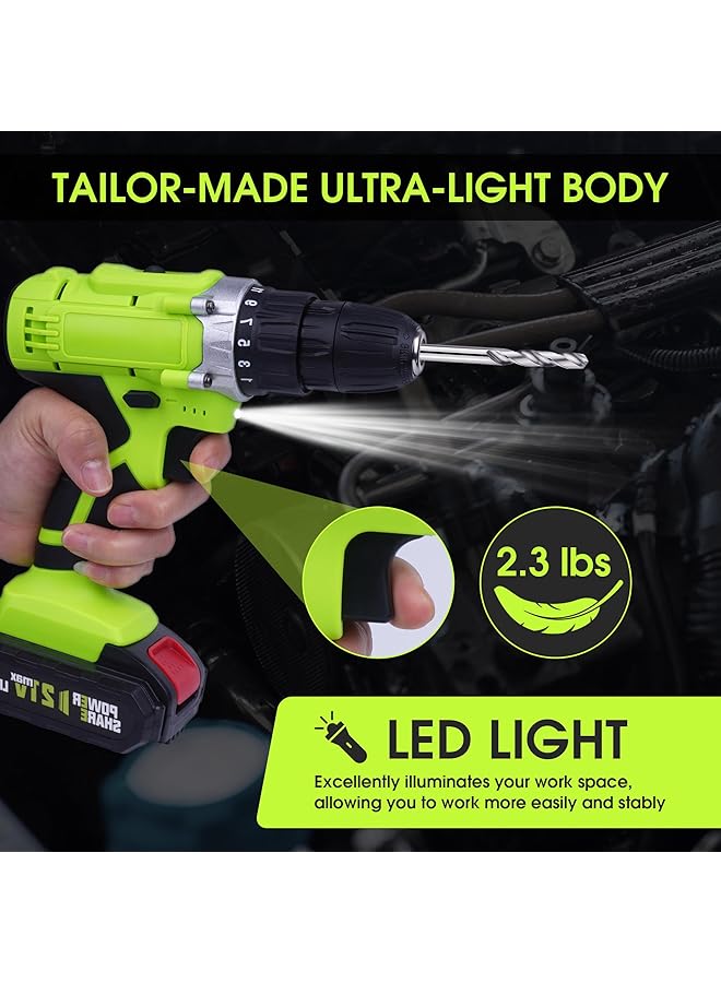 erorex 21V Cordless Drill Power Drill Set With Lithium Ion Battery And Charger Multifunctional Handheld Electric Drill With Variable 2 Speed Built In Led 25 Torque Setting With 34 Accessory Set B - Image 4