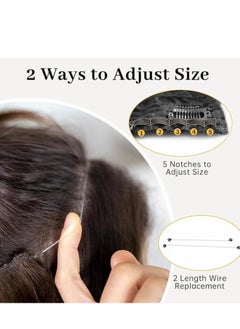Generic Showday Long Wavy Halo Hair Extensions with Transparent Fish Line Synthetic Hairpiece 20 Inch with 4 Secure Clips Adjustable Invisible Wire Headband for Women (Dark Brown)  - Image 5