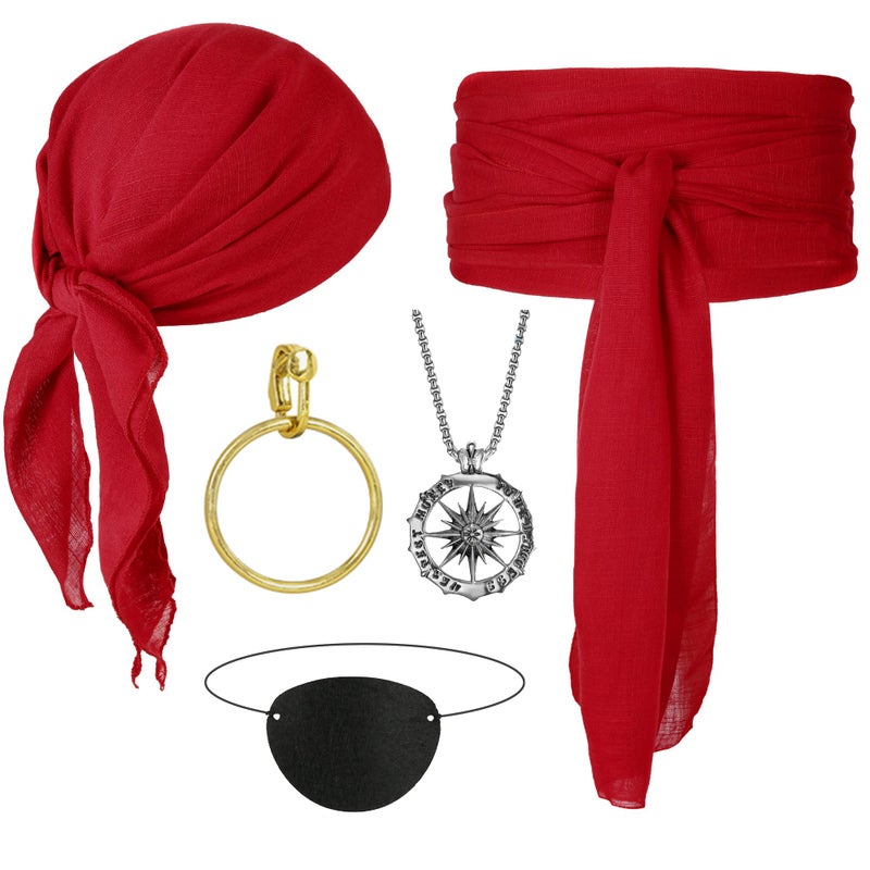 CICOCI Men Pirate Costume Accessories Set For Women Pirate Hat Pirate Head Scarf Sash Belt Dress Accessories - Image 2