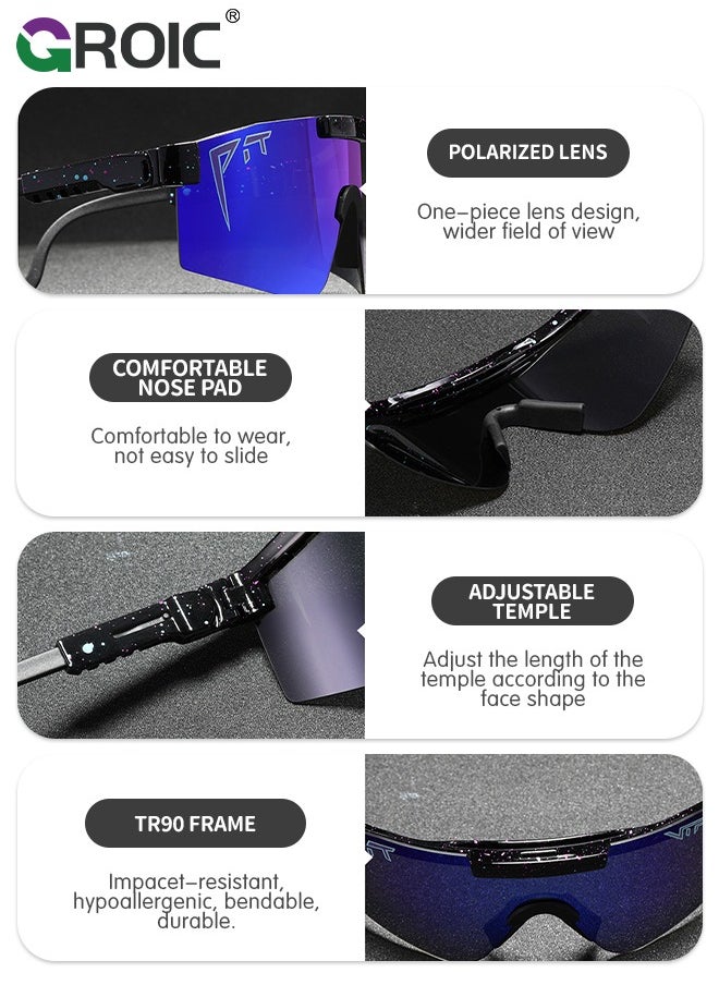 GROIC Cycling Sunglasses, Sports Sunglasses, UV Protection Cycling Sunglasses Polarized  UV400 Visor Outdoor Windproof Glasses for Sports, Running, Golf, Baseball, Fishing  - Image 3