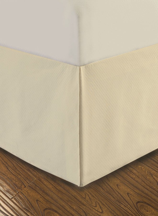 DreamSpace DRM24714IVOR01 Quilted Bed Skirt Dust Ruffle Diamond Pattern Matelasse Tailored 14" Drop, Twin, Ivory - Image 1