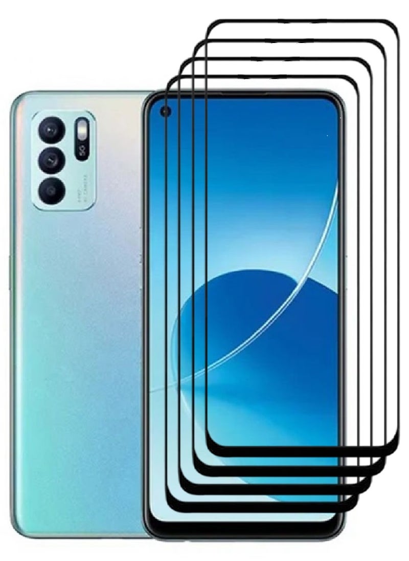AINA 4 Pieces Tempered Glass Screen Protector 5D Designed For Oppo Reno6 Full Glue Edge to Edge Full Screen Coverage And Bubble Free - Image 1