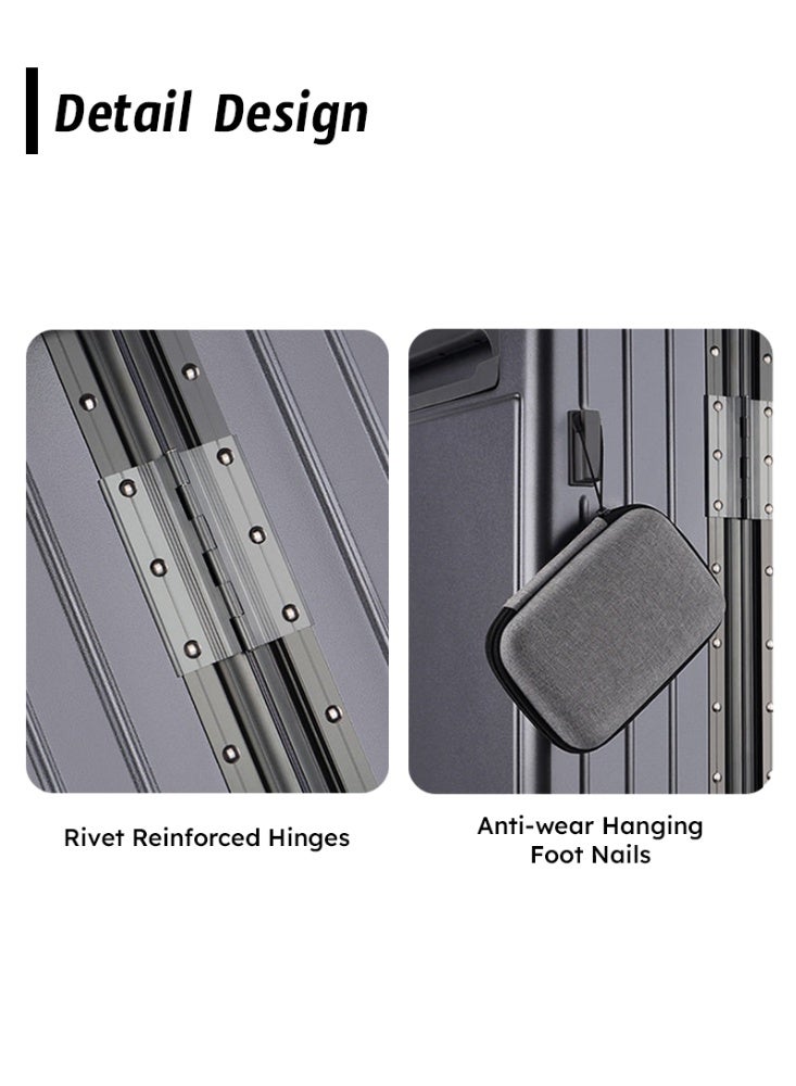 ZAAPPY Wide Handle Hard Shell Aluminum Framed 20 Inch(8-10kg) Cabin Size Luggage With Laptop Pocket - Image 3