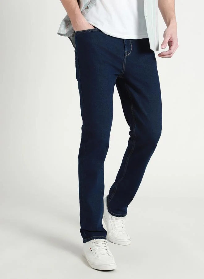 Dennis Lingo Solid Mid Rise Slim Fit Jeans by Styli