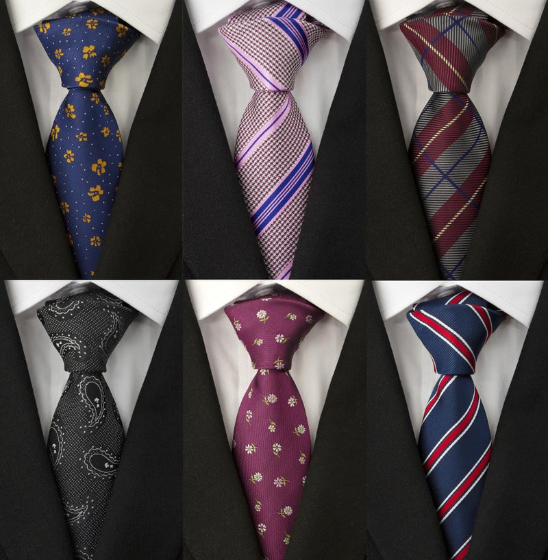 Adulove Men's Necktie Classic Silk Tie Woven Jacquard Neck Ties 6 PCS - Image 2