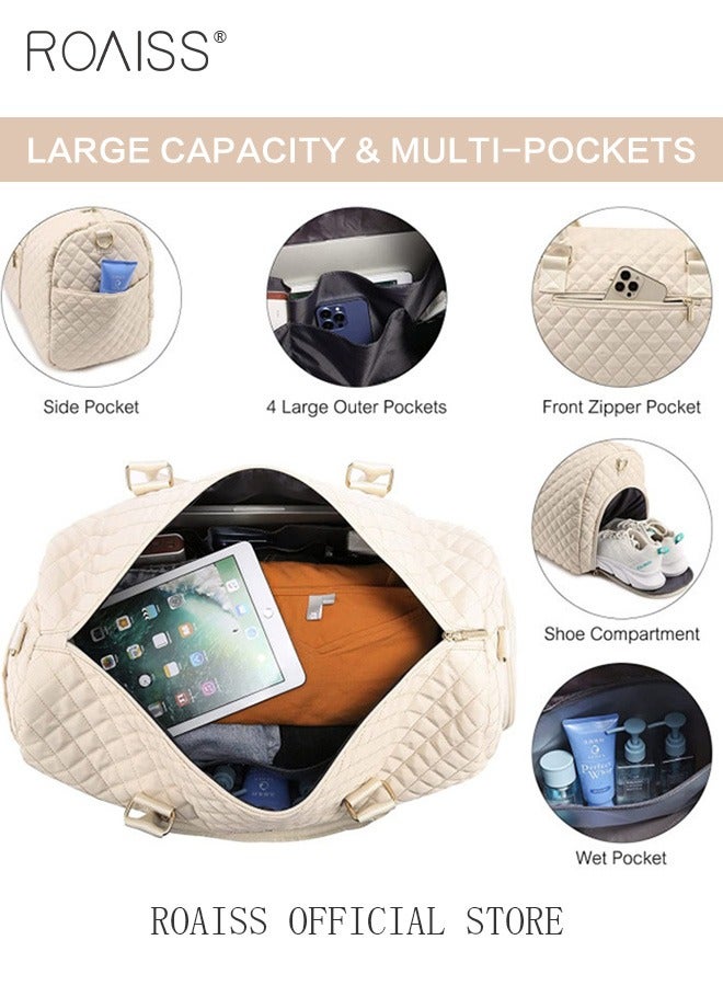 roaiss Unisex Large Capacity Duffle Bag and a Small Zipper Pouch Bag Combination Set Multi-functional Waterproof Shoulder Crossbody Bags Sets for Travel Business Trip or Gym Suitable for Both Women and Men Travel Duffel Bag with Shoe Compartment - Image 3