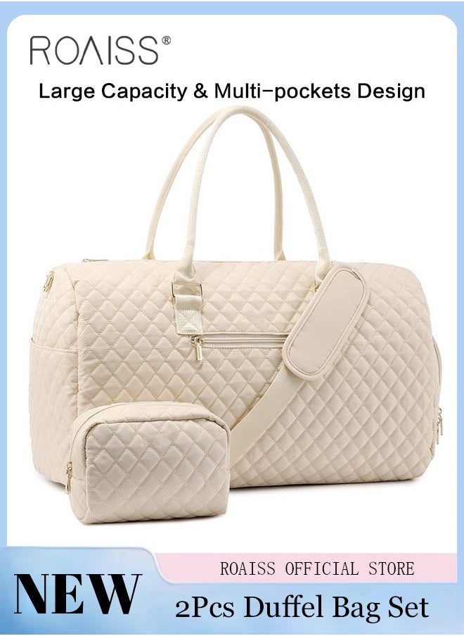 roaiss Large Capacity Duffle Bag and a Small Zipper Pouch Bag Combination Set Unisex Multi-Functional Waterproof Shoulder Crossbody Bags Sets for Travel Business Trip or Gym Suitable for both Women and Men  - Image 1