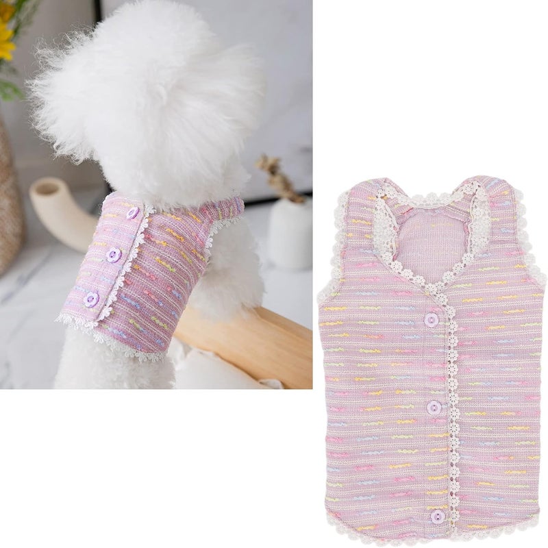 Pet Lace Vest for Puppy, Colorful Sweet Princess Style, Purple, Lightweight Breathable Coarse Spinning - Elegant Trendy Design, Comfortable Summer Wear for Small Dogs (S) - Image 4