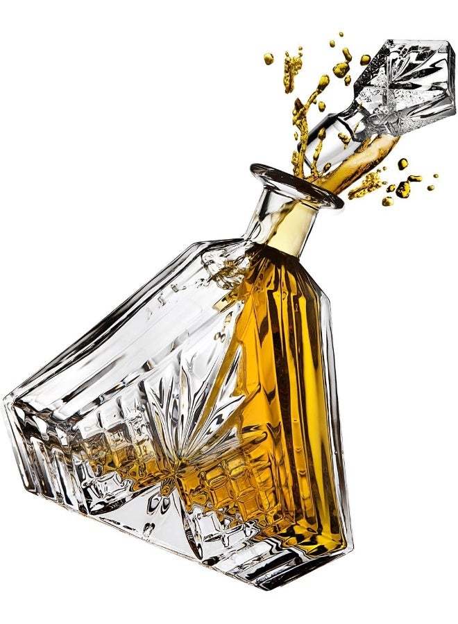 Lefonte Whiskey Decanter for Liquor Scotch Bourbon or Wine, Irish cut Triangular - 750ml - Image 3