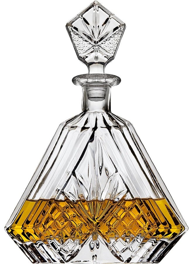 Lefonte Whiskey Decanter for Liquor Scotch Bourbon or Wine, Irish cut Triangular - 750ml - Image 4