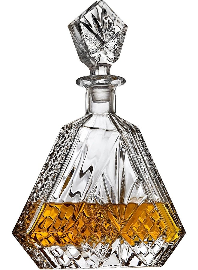 Lefonte Whiskey Decanter for Liquor Scotch Bourbon or Wine, Irish cut Triangular - 750ml - Image 1