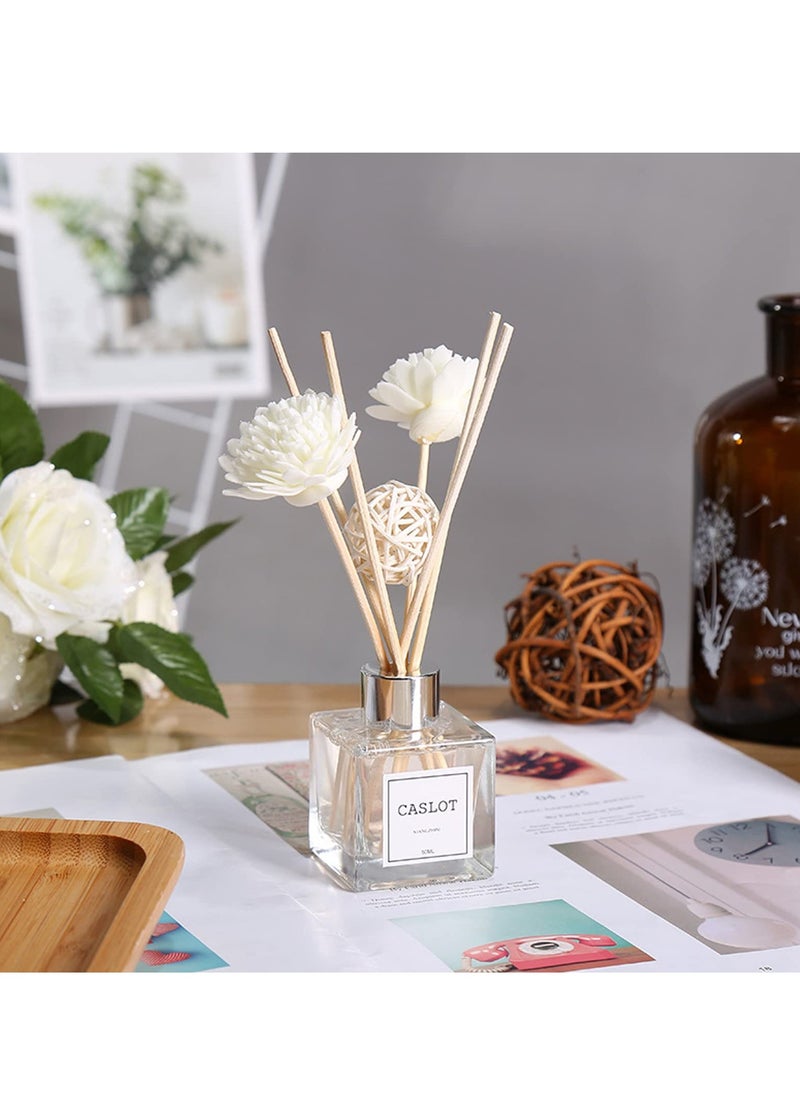 Excefore - Fragrance Diffuser Empty Clear Bottles, 50ml Essential Fragrance Oil Reed Diffusers Set, Small Square Glass Diffuser Bottles with Caps for Home Bathroom Decorative Fragrance Accessories Use (4 Pcs) - Image 1