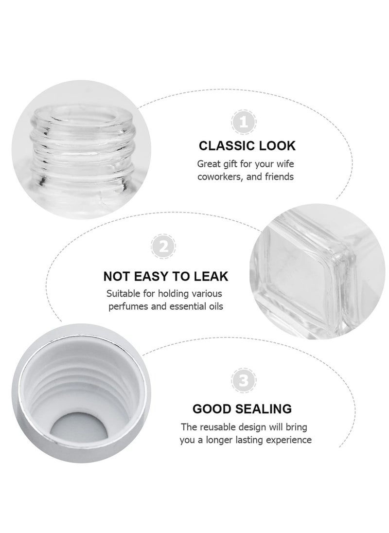 Excefore - Fragrance Diffuser Empty Clear Bottles, 50ml Essential Fragrance Oil Reed Diffusers Set, Small Square Glass Diffuser Bottles with Caps for Home Bathroom Decorative Fragrance Accessories Use (4 Pcs) - Image 1