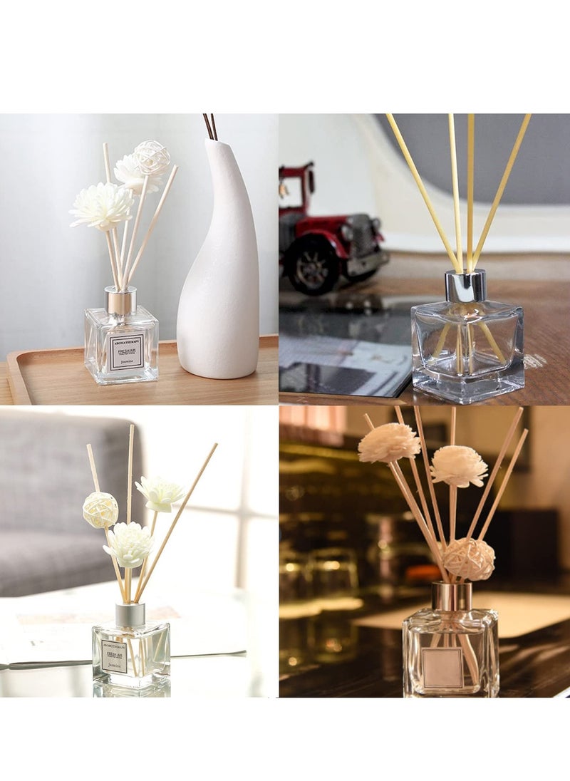 Excefore - Fragrance Diffuser Empty Clear Bottles, 50ml Essential Fragrance Oil Reed Diffusers Set, Small Square Glass Diffuser Bottles with Caps for Home Bathroom Decorative Fragrance Accessories Use (4 Pcs) - Image 1