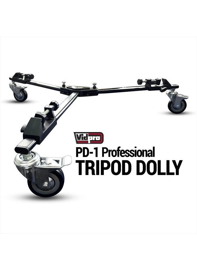 VidPro - Vidpro PD-1 Professional Tripod Dolly - Heavy Duty with Adjustable Leg Mount with Locking Wheels and Carrying Case Compatible with Most Tripods Perfect for Cameras Camcorder and Lighting Equipment - Image 1