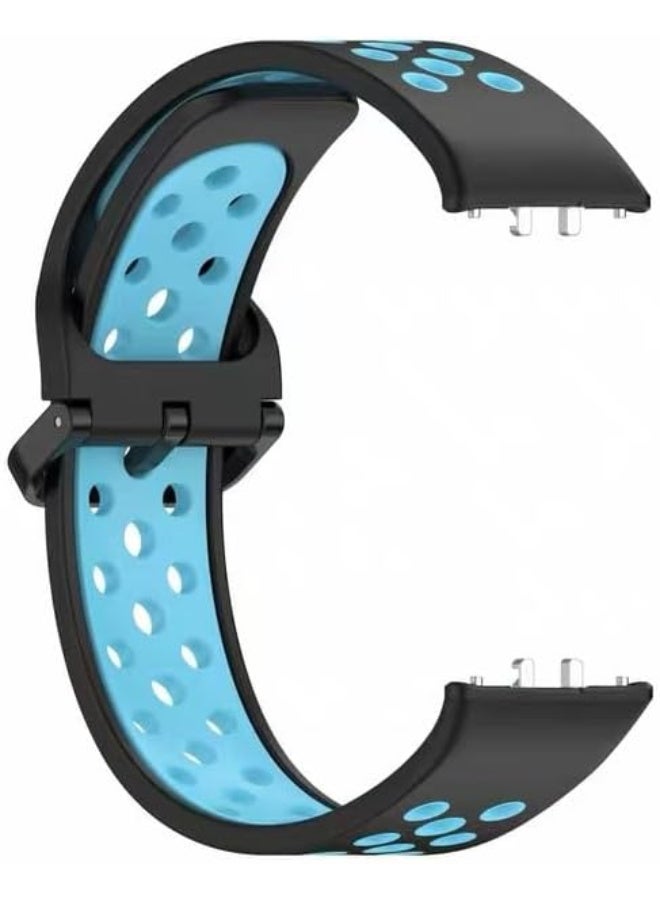 Silicone Strap For Samsung Galaxy Fit 3 (SM-R390) Watch Bracelet Replacement Sport Watchband For Samsung Galaxy Fit3Band For Women/Men, Adjustable Waterproof Strap (Black Blue) - Image 2