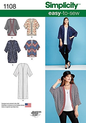 Simplicity US1108A Misses' Kimono and Cardigan Sewing Pattern Kit, Code 1108, Sizes XXS-XXL - Image 2