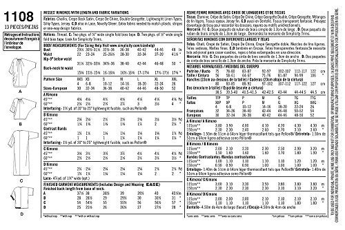 Simplicity US1108A Misses' Kimono and Cardigan Sewing Pattern Kit, Code 1108, Sizes XXS-XXL - Image 3